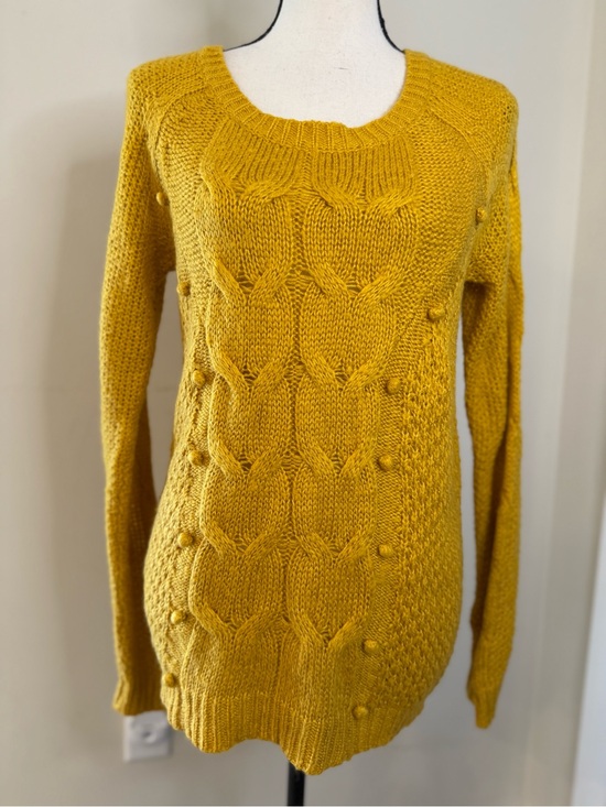 Pins & Needles Sweaters - Pins and Needles mustard yellow cable knit pom pom sweater SM